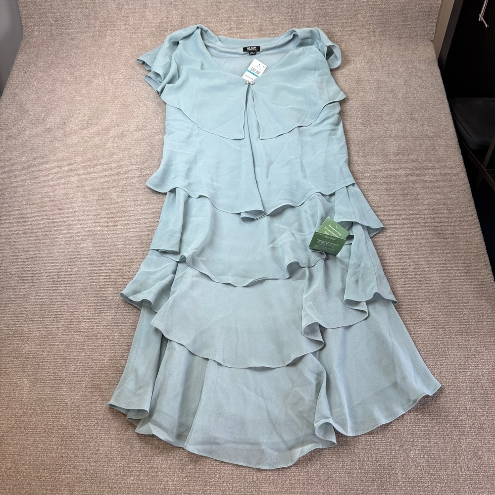 MSRP $94 S. L. Fashions Womens 16 Sage V Neck Sleeveless Shift Dress
